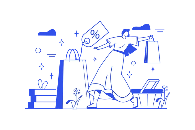 Frau beim Online-Shopping  Illustration