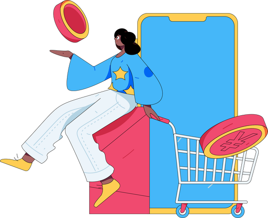 Frau beim Online-Shopping  Illustration