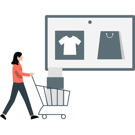 Frau beim Online-Shopping  Illustration