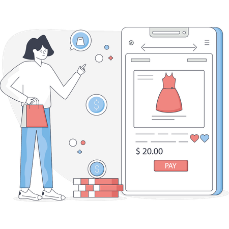 Frau beim Online-Shopping  Illustration