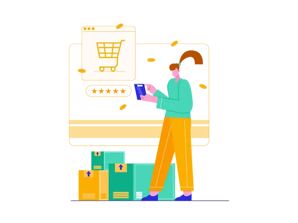 Frau beim Online-Shopping  Illustration