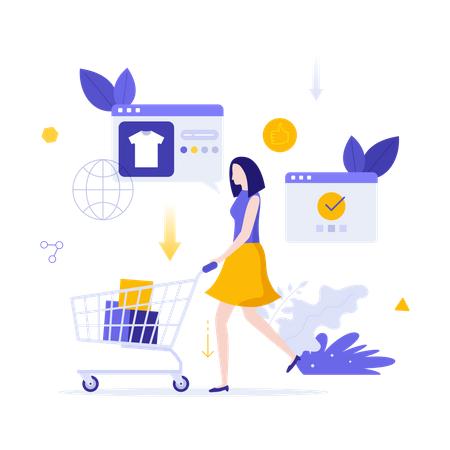 Frau beim Online-Shopping  Illustration