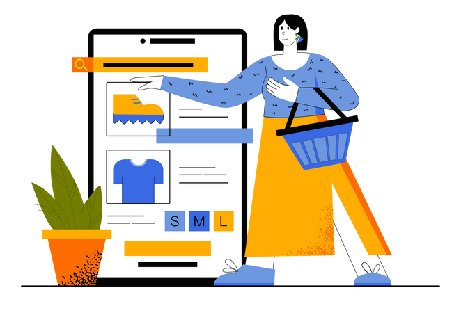 Frau beim Online-Shopping  Illustration