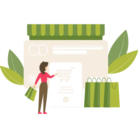 Frau beim Online-Shopping  Illustration