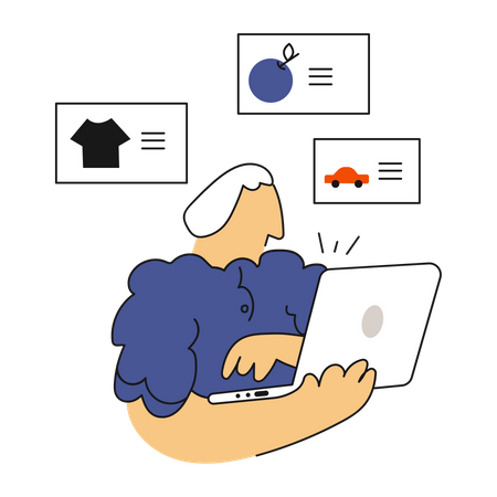 Frau beim Online-Shopping  Illustration