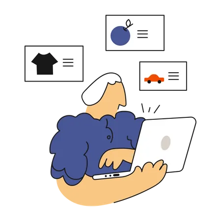 Frau beim Online-Shopping  Illustration