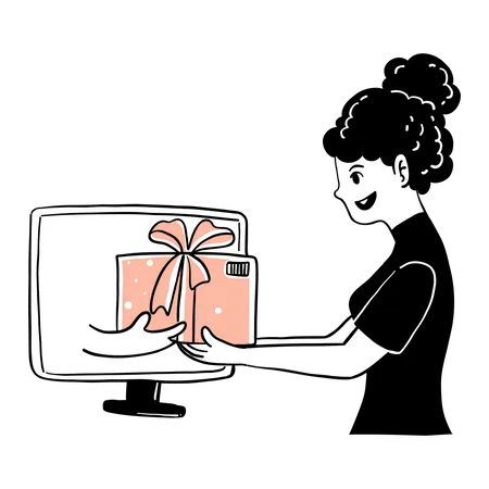 Frau beim Online-Shopping  Illustration