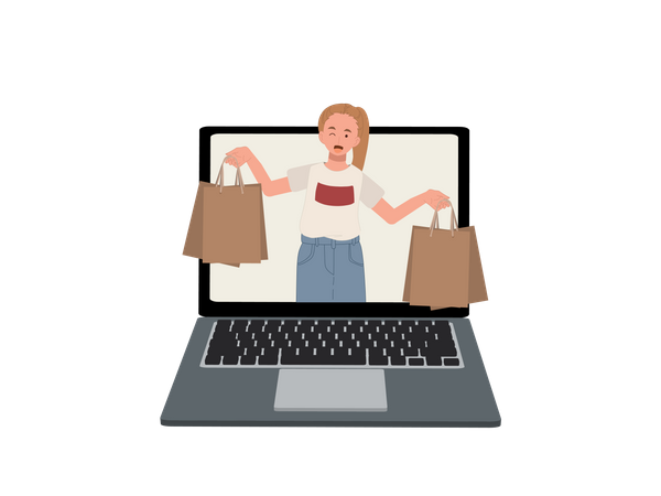 Frau beim Online-Shopping  Illustration