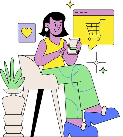 Frau beim Online-Shopping  Illustration