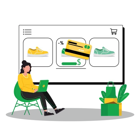 Frau beim Online-Shopping  Illustration