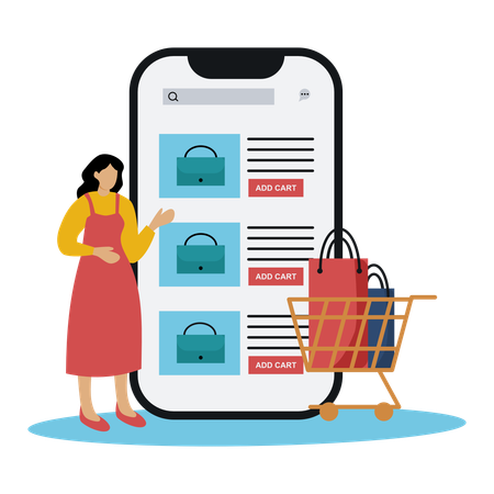 Frau beim Online-Shopping  Illustration