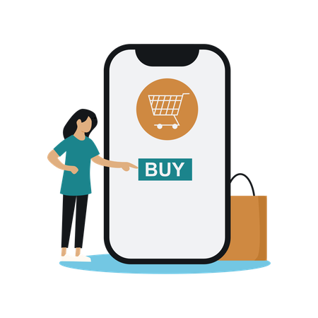Frau beim Online-Shopping  Illustration
