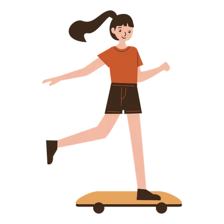 Frau beim Skateboarden  Illustration