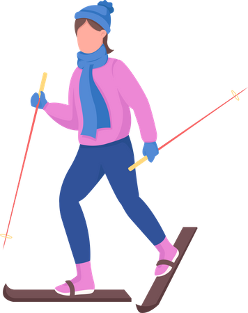 Frau beim Skifahren  Illustration