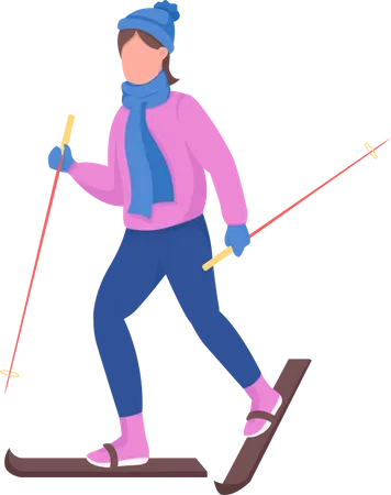 Frau beim Skifahren  Illustration