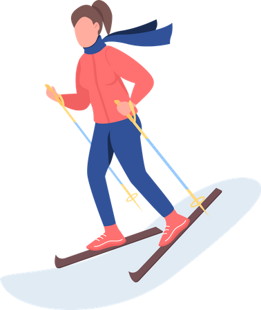 Frau beim Skifahren  Illustration