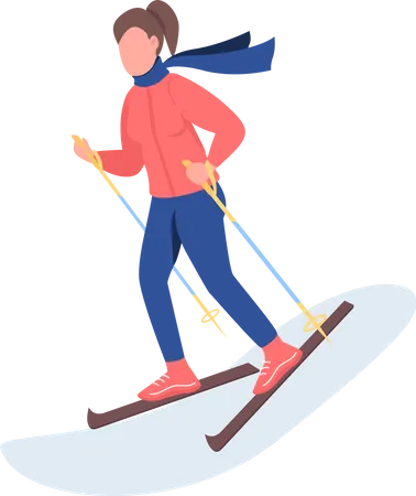 Frau beim Skifahren  Illustration