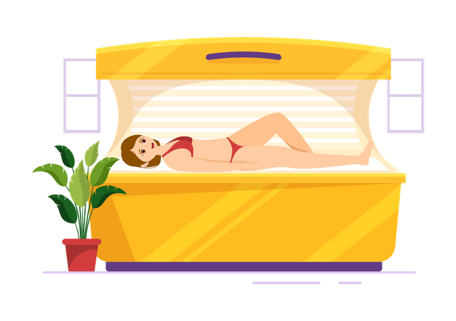 Frau beim Sonnenbaden im Salon  Illustration