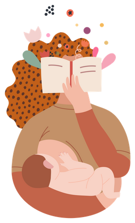 Frau beim Stillen  Illustration