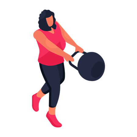 Frau beim Training mit Kettlebell  Illustration
