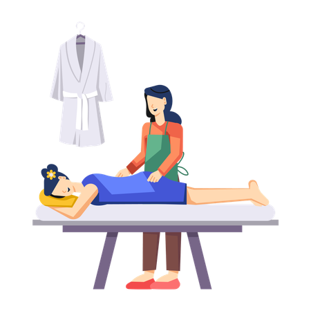 Frau bekommt Körpermassage von Masseurin  Illustration