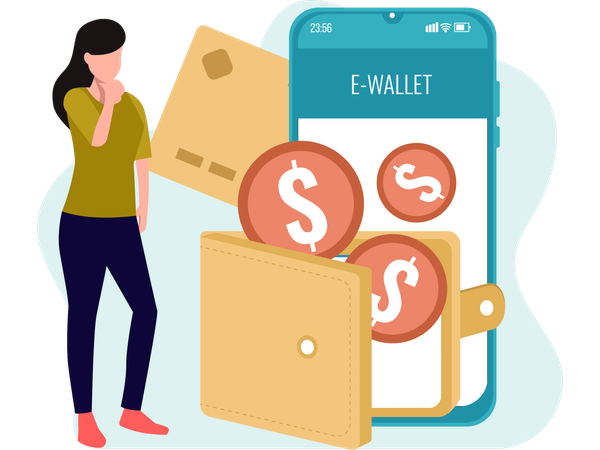 Frau mit E-Wallet  Illustration