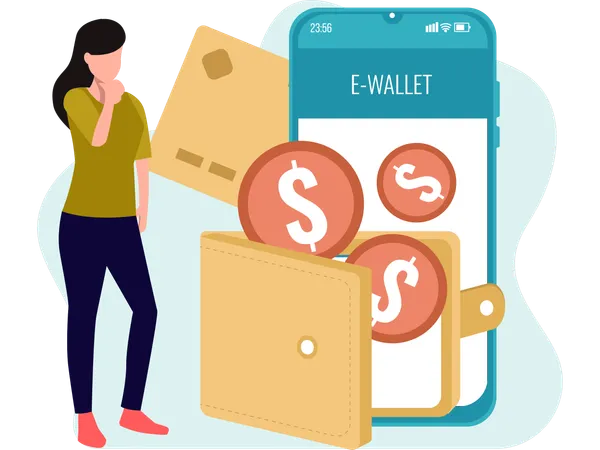 Frau mit E-Wallet  Illustration