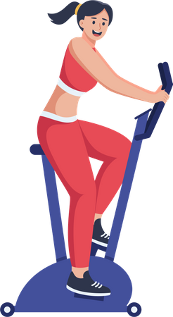 Frau mit Fitness-Fahrrad  Illustration