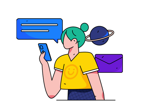 Frau mit Handy  Illustration