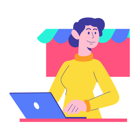 Frau mit Laptop  Illustration