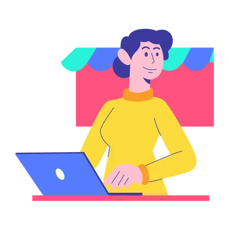 Frau mit Laptop  Illustration