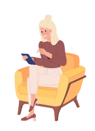 Frau mit Mobiltelefon im Stuhl  Illustration