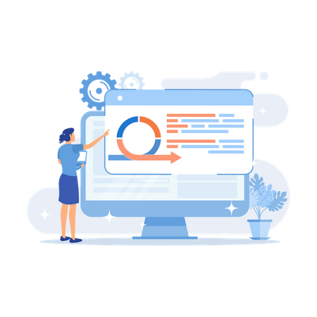 Frau benutzt Software  Illustration
