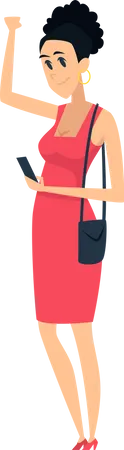 Frau mit Telefon im Stehen  Illustration