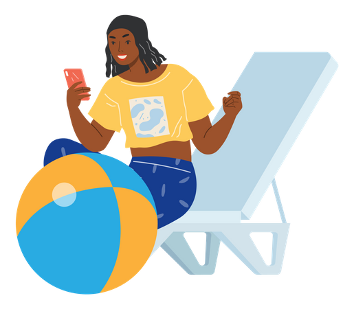 Frau telefoniert im Strandurlaub  Illustration