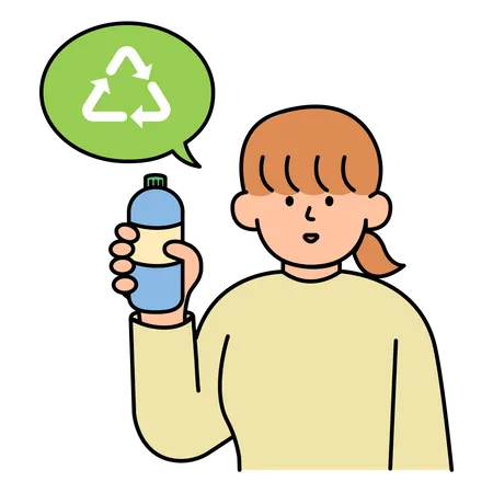 Frau bereitet Flaschen für das Recycling vor  Illustration