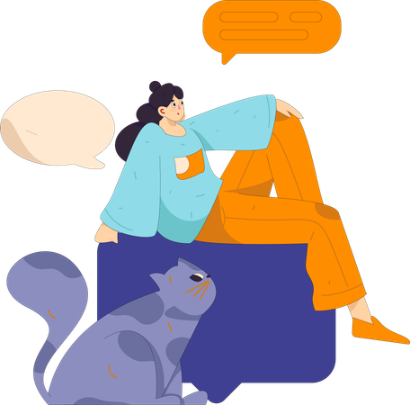 Frau ist damit beschäftigt, online zu chatten  Illustration