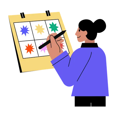 Frau beschäftigt sich mit Papierkunst  Illustration