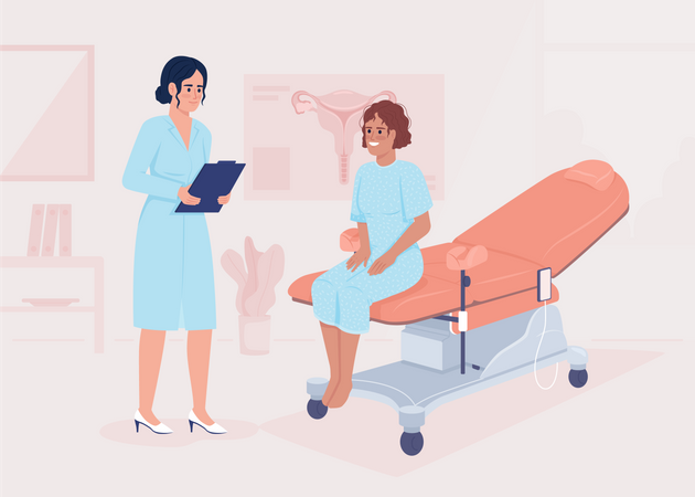 Frau besucht Frauenarzt  Illustration