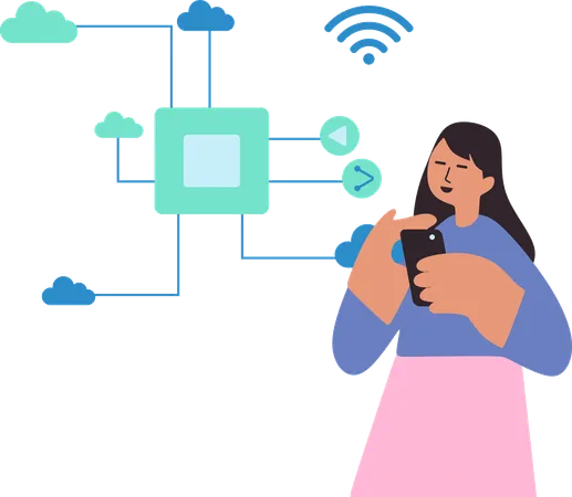 Frau betrachtet Datenerfassung  Illustration