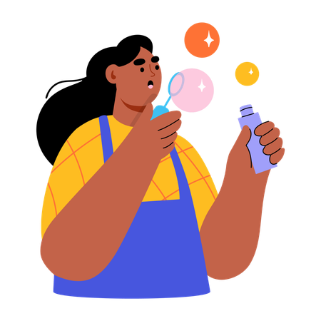 Frau bläst Wasserblasen  Illustration