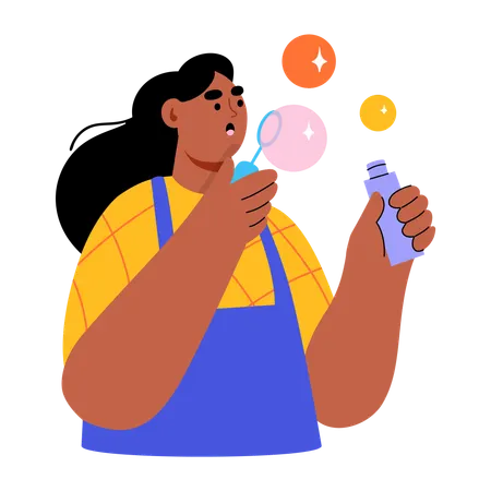 Frau bläst Wasserblasen  Illustration