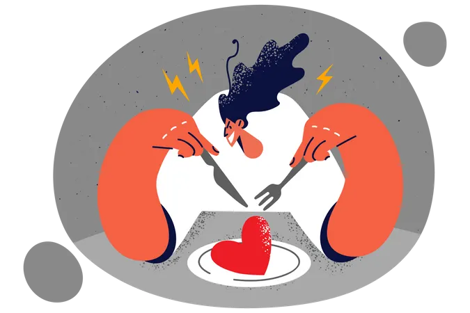 Frau bricht Herz  Illustration