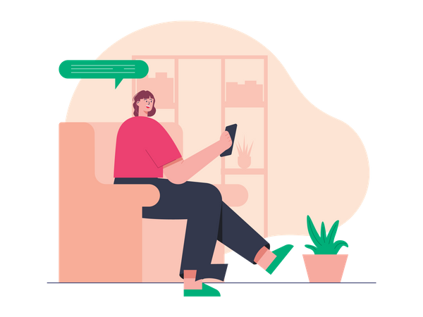 Frau chattet am Telefon  Illustration