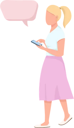 Frau im Chat auf dem Handy  Illustration