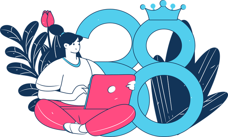 Frau, die von weit entfernten Orten aus arbeitet  Illustration