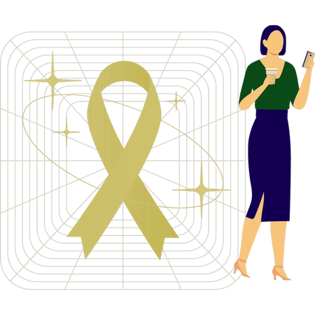 Frau diskutiert über Aids mit dem Handy  Illustration