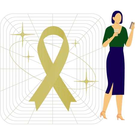 Frau diskutiert über Aids mit dem Handy  Illustration