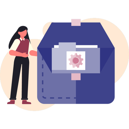 Frau legt E-Mail-Dokument an  Illustration