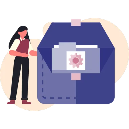 Frau legt E-Mail-Dokument an  Illustration